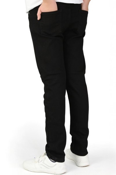 Stilova Boy's Black Slim Fit Lycra Flexible Adjustable Waist Jeans Men's Jeans
