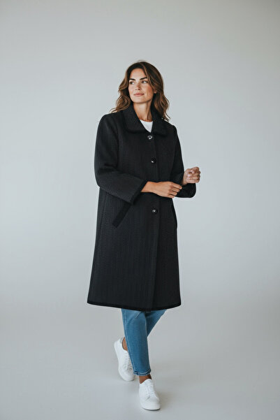 ECE GİYİM Women's Buttoned Front Thick Knit Cardigan with Pocket and Collar