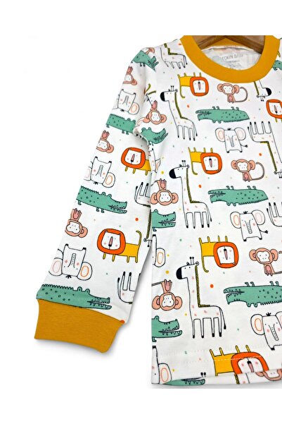 Ege Bebek Baby Boy Animals Printed Seasonal 100% Cotton Crew Neck Nightgown Pajama Set 0-6 Years