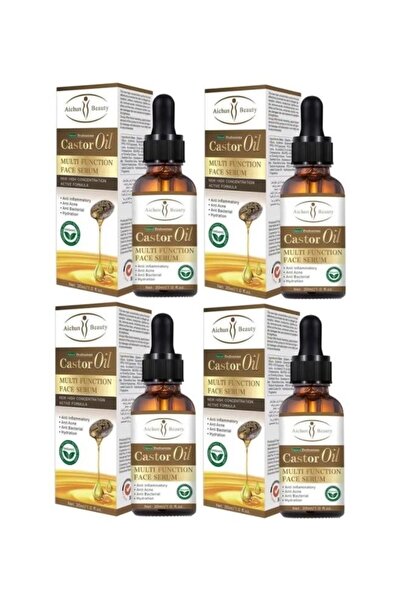 CASTOR OIL سيروم متعدد الوظائف للوجه بزيت الخروع، مجموعة من 4 قطع، 30 مل