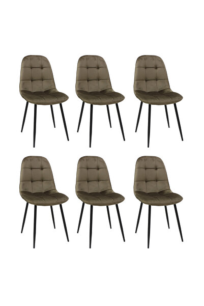 ARTA DOOR Set of 6 Gya Brown Chairs - HORECA CHAIR - Metal Leg, Modern, Kitchen, Bedrooms, Hallways, Textile