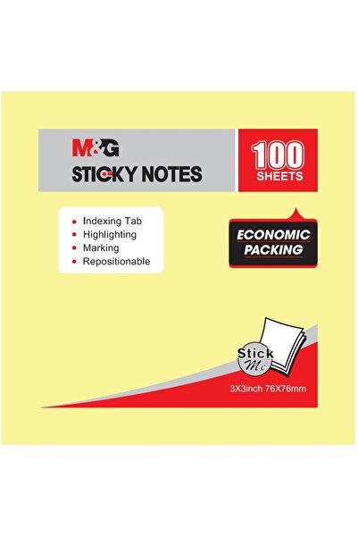 M&G Sticky notes economy model, 76 x 76mm, yellow, 100 sheets/set