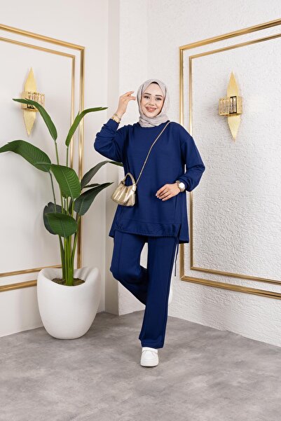 Moda Ebva Bağcıklı Modal İkili Takım-5065 Lacivert