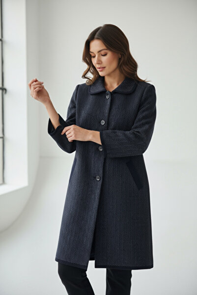 ECE GİYİM Women's Buttoned Front Thick Knit Cardigan with Pocket and Collar