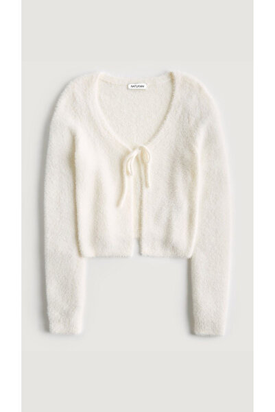 NATUFIAN STORE Women's Soft Bearded Single-Breasted Basic Knit Cardigan