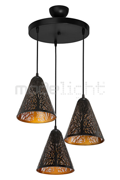 Modelight LAZER KESİM DESENLİ METAL 3LÜ AVİZE - SALON-OTURMA-ÇOCUK-YEMEK-YATAK ODASI-ANTRE-MUTFAK