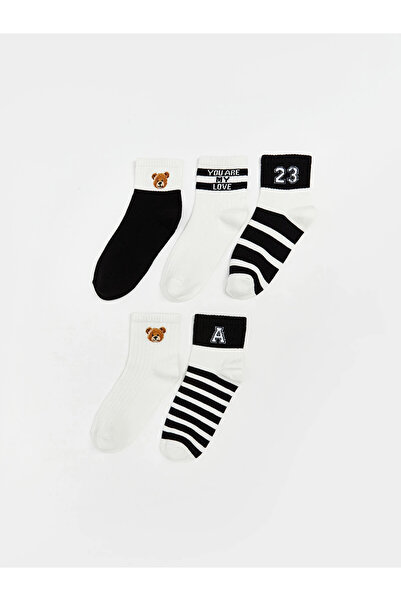 LC Waikiki Γυναικείες κάλτσες LCW DREAM Black με τύπωμα Πακέτο των 5