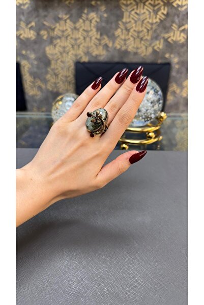 Gümüşhanesi Prehnit taşından otantik gümüş yüzük