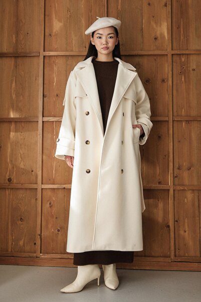 Rimel Moda Trench Look Coat Beige