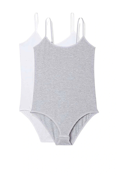 İntive Lingerie Litaetrend 2 Pieces Rope Strap Women's Snap Body Suit White and Gray