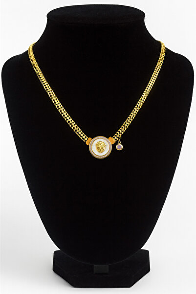 Bittox Aslan Figürlü Altın Renk Paslanmaz Çelik Zincir Kolye-Zarif ve Şık Tasarım