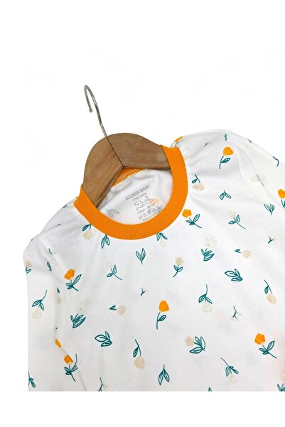 Ege Bebek Girl's Floral Printed Seasonal 100% Cotton Crew Neck Nightgown Pajama Set 2-6 Years Old