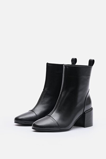 Bestyle Nyx Women's Black Genuine Leather Zippered Heeled Boots