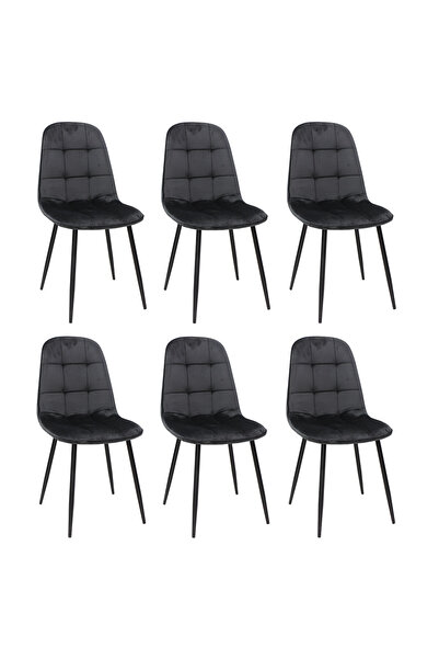 ARTA DOOR Set of 6 Gya Chairs Black - HORECA CHAIR - Metal Leg, Modern, Living Room, Bedrooms, Hallways, Textile