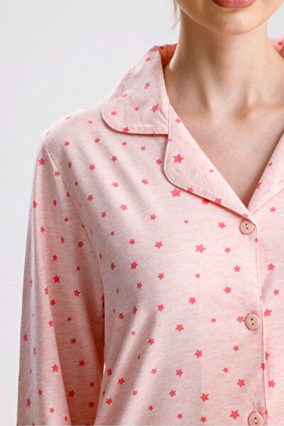 Yeni İnci YILDIZ DESEN PAMUK KADIN PİJAMA TAKIM