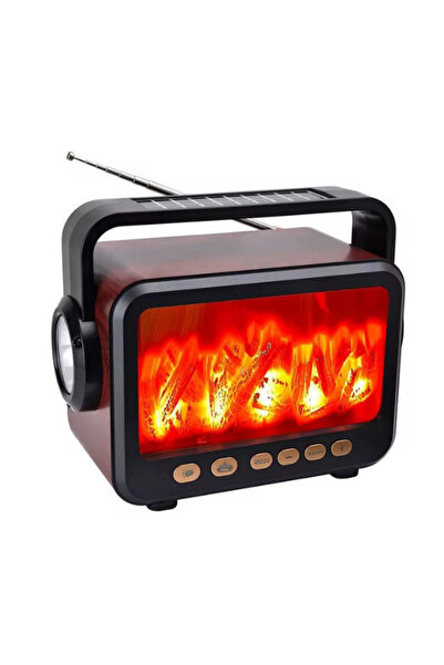 ataşbey Rt-734 Şömine Görünümlü Fenerli / Solar Güneş Enerjili /Bluetooth Rad...
