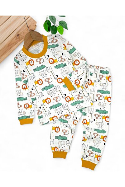 Ege Bebek Baby Boy Animals Printed Seasonal 100% Cotton Crew Neck Nightgown Pajama Set 0-6 Years