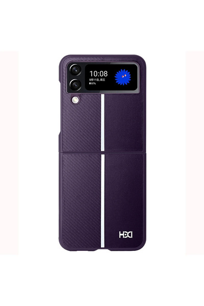 Fuchsia Samsung Galaxy Z Flip 4 Kılıf HBC-155 Lizbon Kapak - Derin Mor