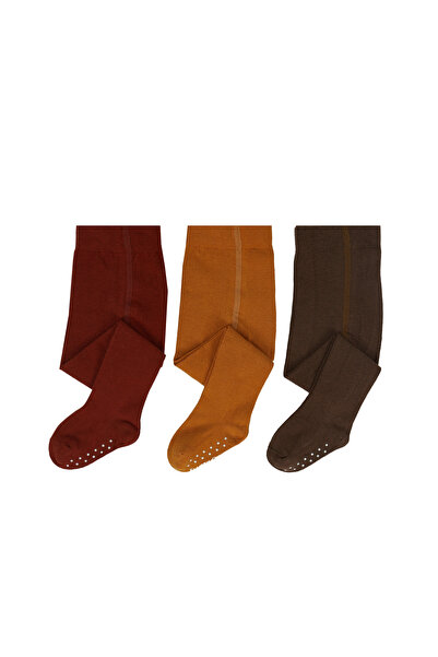 FLUFFYFEET 3lü Paket Düz Kaydırmaz Burun Dikişsiz Külotlu Çorap