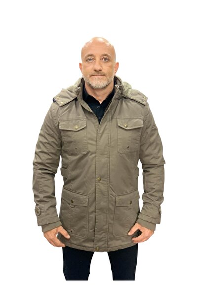 DYNAMO Dark Beige Hooded Fur Lined Waterproof Coated Thick Coat