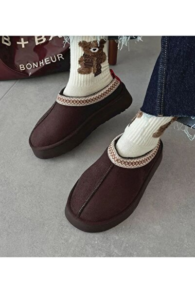 WOSSE KIŞLIK KADIN KALIN TABAN İÇİ KÜRKLÜ NUBUK EV AYAKKABISI VE SOKAK BOTU