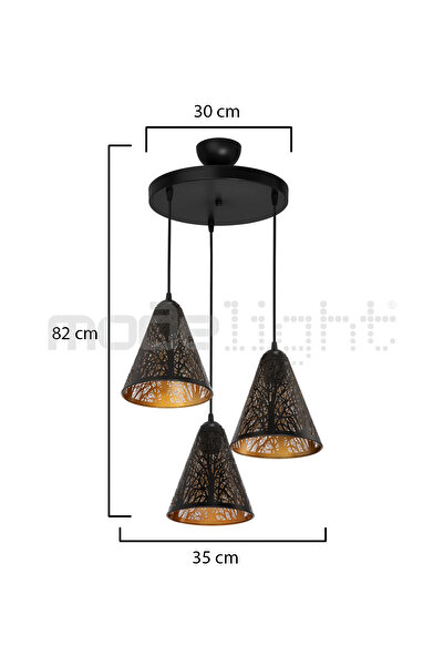 Modelight LAZER KESİM DESENLİ METAL 3LÜ AVİZE - SALON-OTURMA-ÇOCUK-YEMEK-YATAK ODASI-ANTRE-MUTFAK