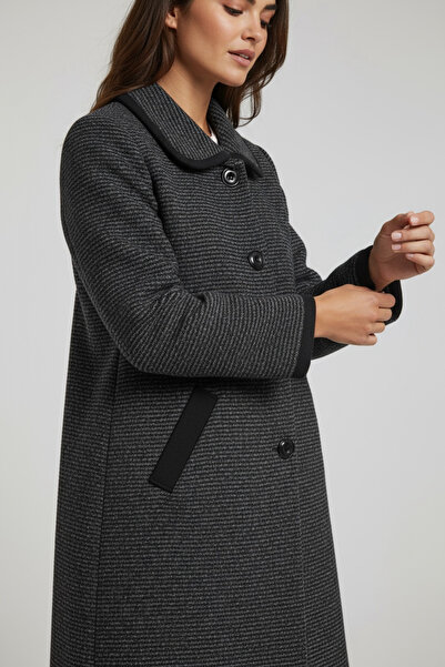 ECE GİYİM Women's Buttoned Front Thick Knit Cardigan with Pocket and Collar