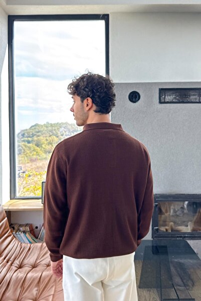 Flaw Wear Buttoned Polo Neck Knitwear Sweater