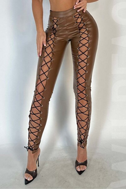 WildFashion Sexy elastic vinyl pants with drawstring in front X781-8