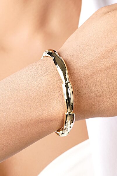 Fiyonk Kuyumculuk 14 Ayar Altın İnce Su Damlası Kelepçe Bilezik