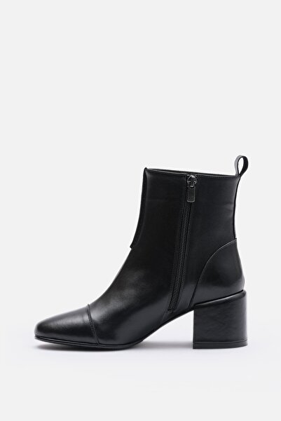 Bestyle Nyx Women's Black Genuine Leather Zippered Heeled Boots