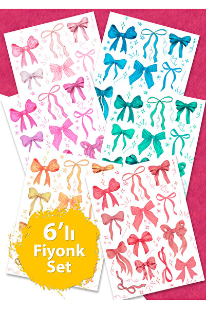 One Little Happiness مجموعة ملصقات مكونة من 6 قطع ذات طابع فيونكة مناسبة لمجل...