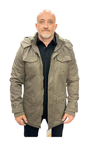 DYNAMO Dark Beige Hooded Fur Lined Waterproof Coated Thick Coat