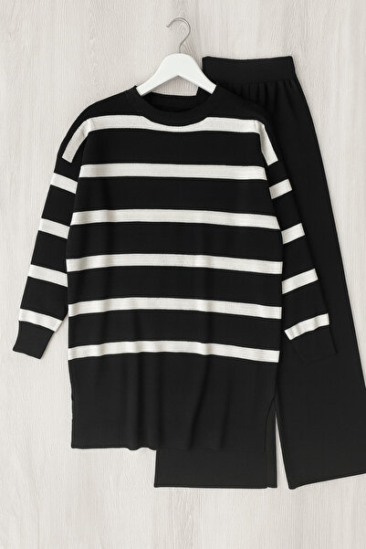 mf venessa Women's Striped Knitwear Set Standard Size (38 46) Suitable