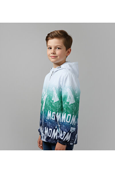 crispy Impermeabil pentru băieți Gradient cu imprimeu cu glugă