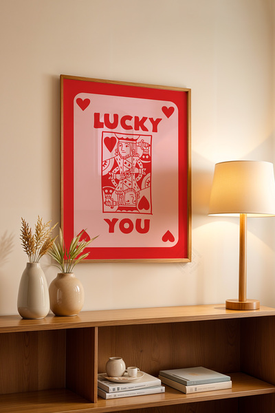 Basquiart Σειρά Lucky You, Ξύλινη Αφίσα με Πλαίσιο, Διακοσμητικό Τοίχου Αρ.:79