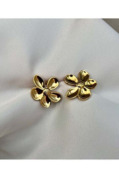 yeknova أقراط نسائية من الفولاذ باللون الذهبي مع نمط زهور على شكل مسمار من ما...