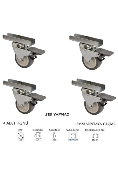 UYGUR TEKER A.Ş Mobilya Tekerleği 18mm-30mm Geçme – Masa, Beşik, Kitaplık, Se...