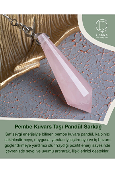 ÇAKRA DOĞAL TAŞ Pembe Kuvars Taşı Pandül Sarkaç