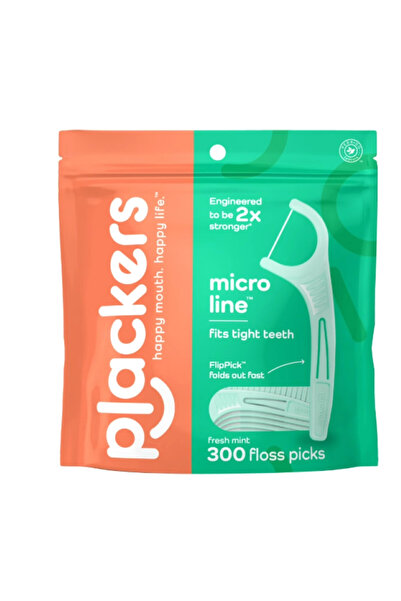 Plackers Happy Mouth Happy Life Micro Line Fits Tight Teeth Fresh Mint 300 Fl...