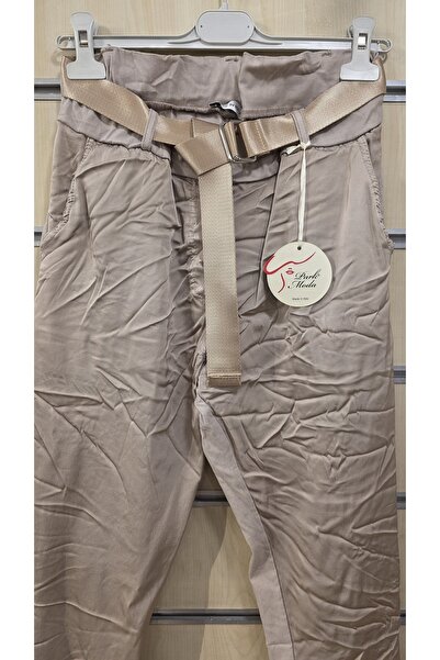 Park Moda Color Gradient Pants with Belt Plain Pattern