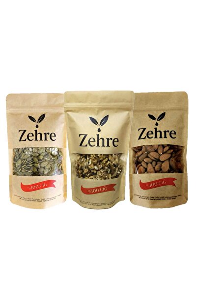 Zehre 3'lü Avantaj Paketi-3 250 gr Ceviz Içi + 250 gr Çiğ Badem Içi + 250 gr ...