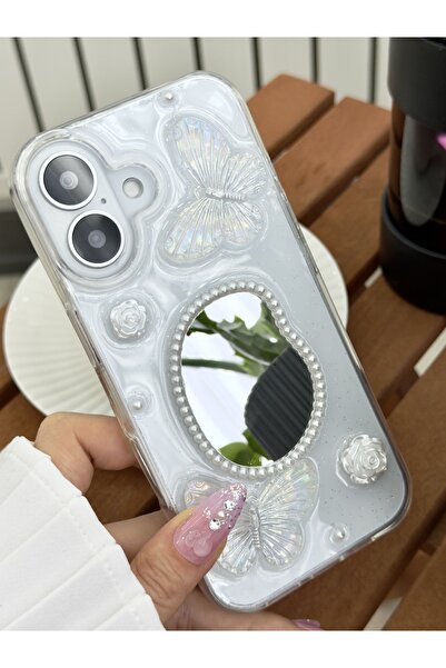 Go Aksesuar iPhone 17 Compatible Mirrored Butterfly Toy Design Silicone Case