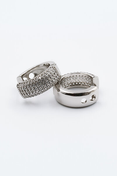 Sose Moda Zircon Stone Xuping Hoop Earrings - Silver Color Anti Allergic Earrings