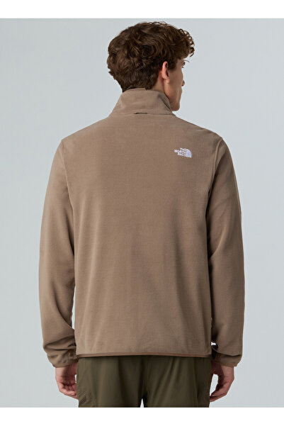 THE NORTH FACE NF0A8D0RBOW1-GLACIER FLEECE JACKET Καφέ Φούτερ με φερμουάρ και γιακά, Standard Plain Ανδρικό Φούτερ