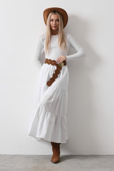 Wear Up Βαμβακερή ελαστική φούστα μέσης - Λευκή