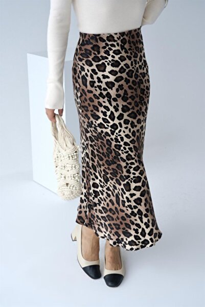 Wear Up Midi Satin Skirt - Leopard