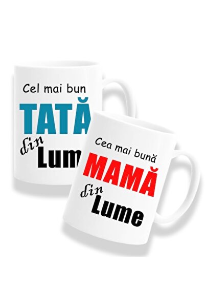 OEM Set 2 căni personalizate pentru părinți cu mesajul: „Cel mai bun tată, ce...