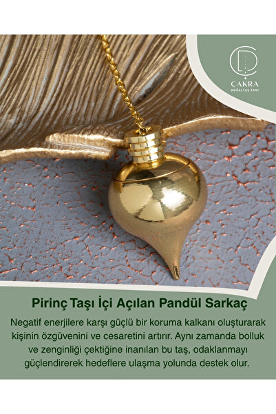 ÇAKRA DOĞAL TAŞ Pirinç Taşı İçi Açılan Pandül Sarkaç