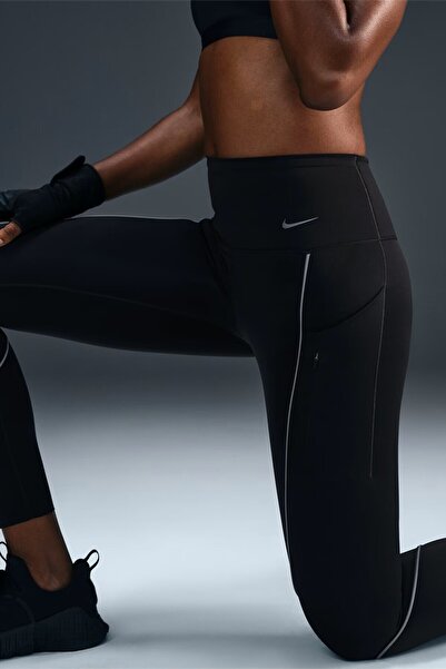 Nike Go Firm-Support High-Waisted Reflective 7/8 Training Yüksek Belli Siyah Kadın Tayt